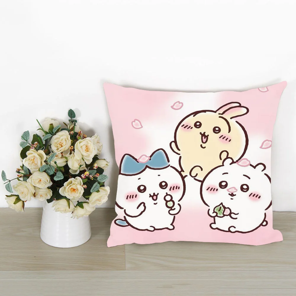 Kawaii C-ChiikawaS Pillow Case Plush Fabric Soft Pillowcase Double Sided Print Cushion Cover Household Gifts