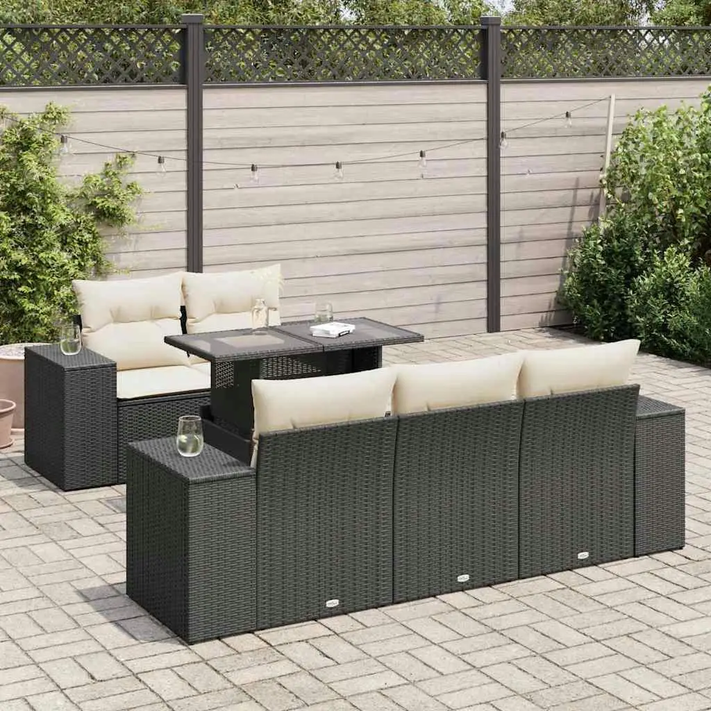 

Elegant Black and Cream Outdoor Sofa Set Comfortable Patio Balcony Furniture Modern Design for Relaxation