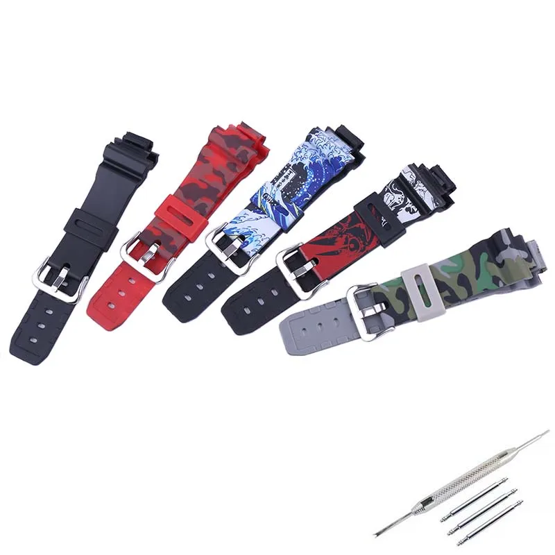 

16mm Resin camouflage strap compatible for Casio DW6900 6600 GW6900 Rubber sports watch band with men's and women's belt buckle