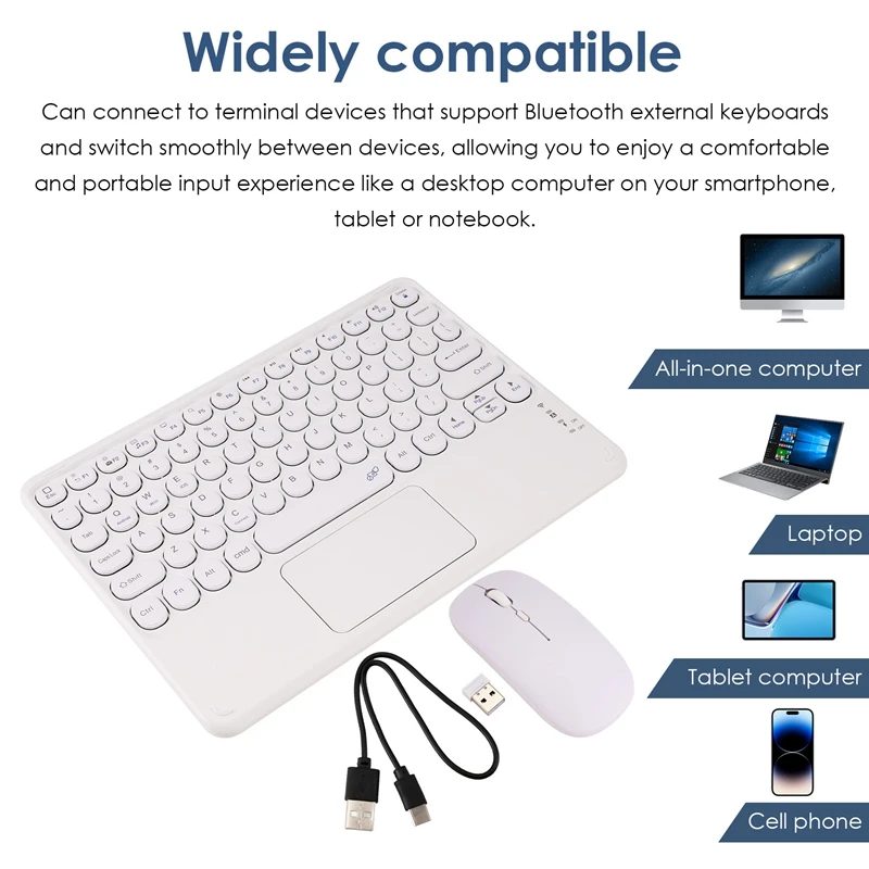 N85R-Wireless Keyboard And Mouse Set With Round Keycaps And Touch Function For Mobile Phones And Laptops