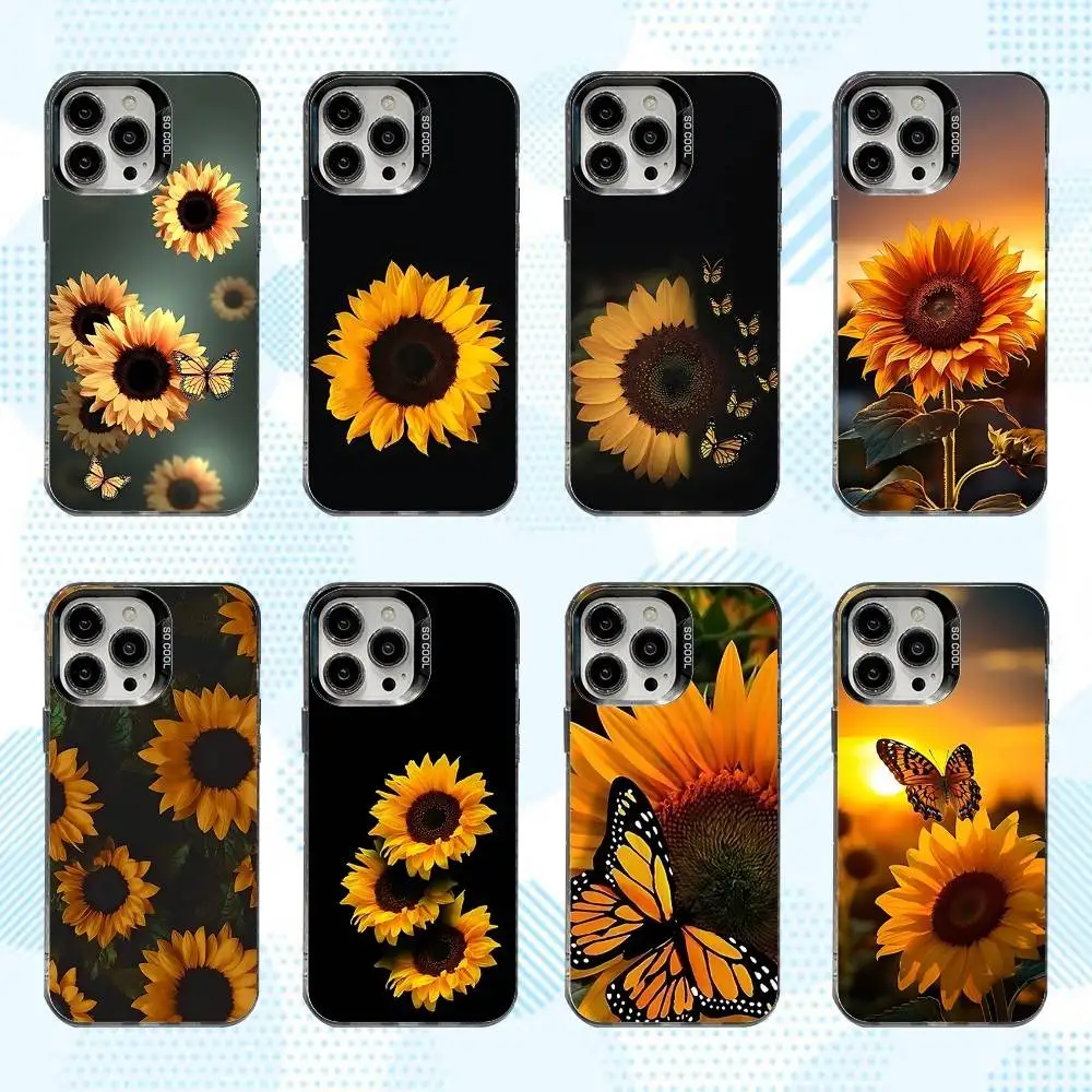

Beautiful S-Sunflower Phone Case For iPhone 16,15,14,13,12,11,Mini,Pro,SE,MAX White Matte Shockproof Cover
