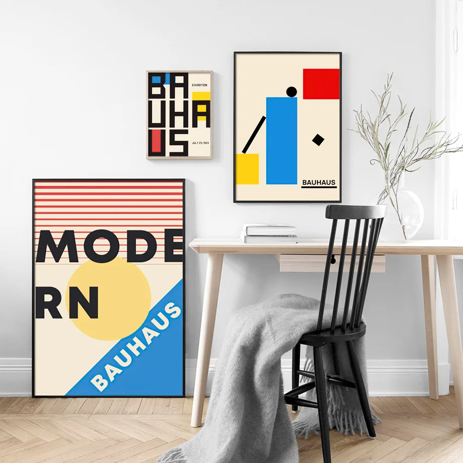 Bauhaus Geometric Line Colorful Wall Art Posters Prints Nordic Abstract Canvas Painting Hotel Bar Pictures For Living Room Decor