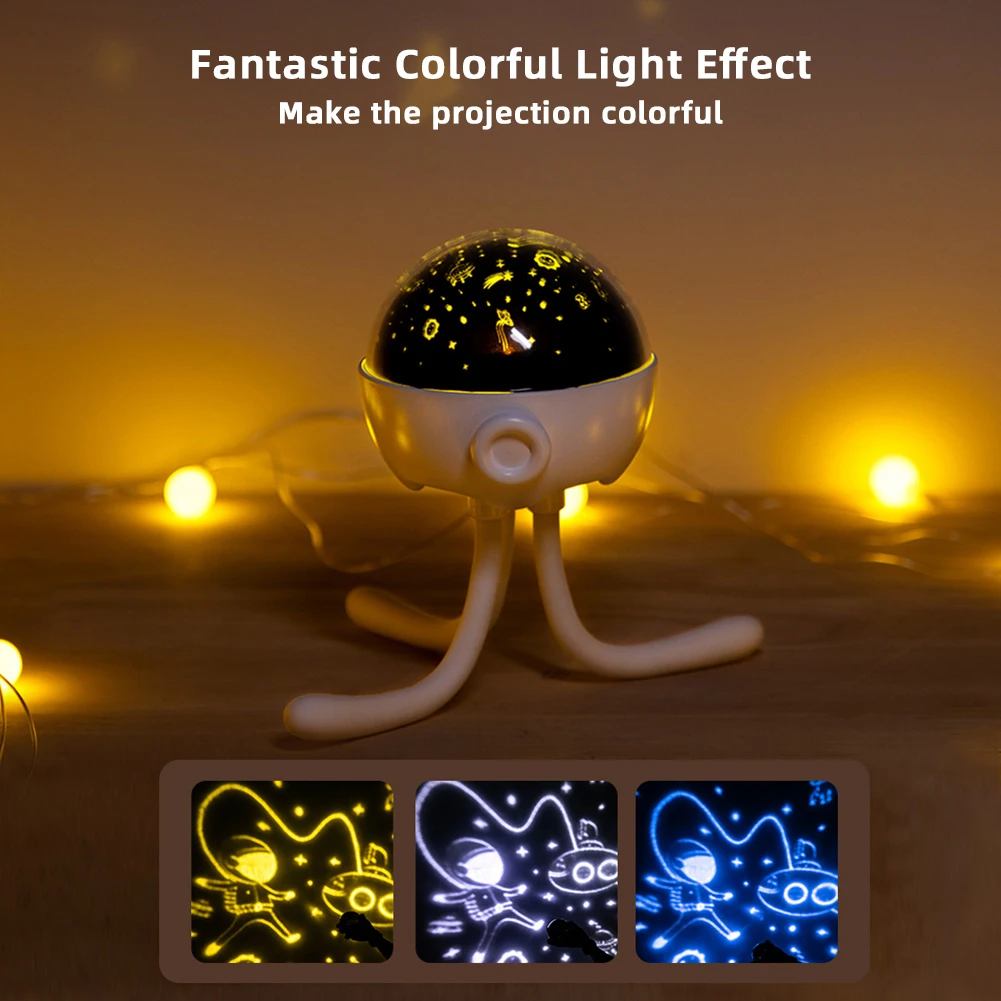 Kids Sleep Soother Night Light Creative Octopus Projector Lamp Multifunction Bedside Table Lamp Room Decor Gift lampada ночник