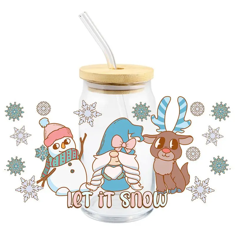 

Christmas 3D UV Transfer Wraps Sticker Snata Claus Design For Wraps Glass Bottles Cups Cans Simple To Use