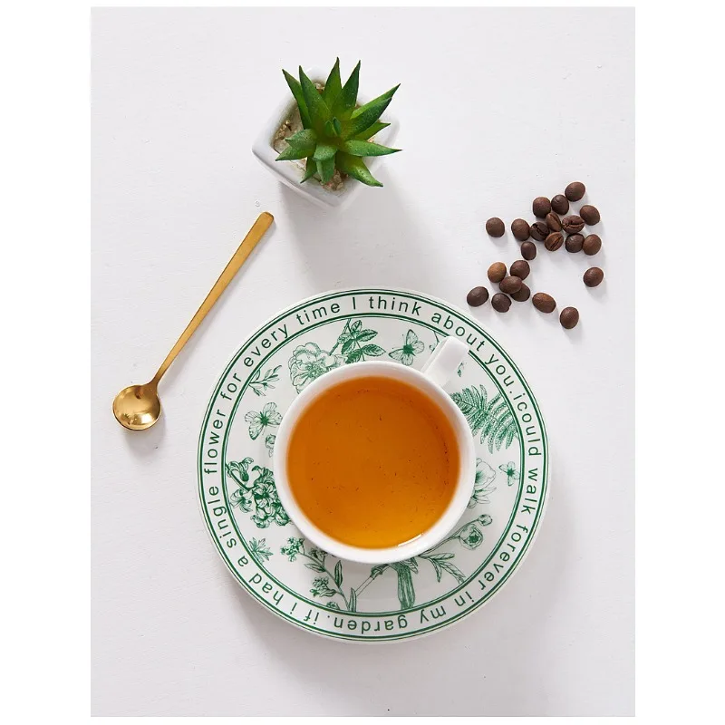 Banxia-Ensemble tasse à café et assiette à fleurs, tasse à thé de l'après-midi de haute apparence et cadeau à la main, tasse à eau de haute qualité, rétro