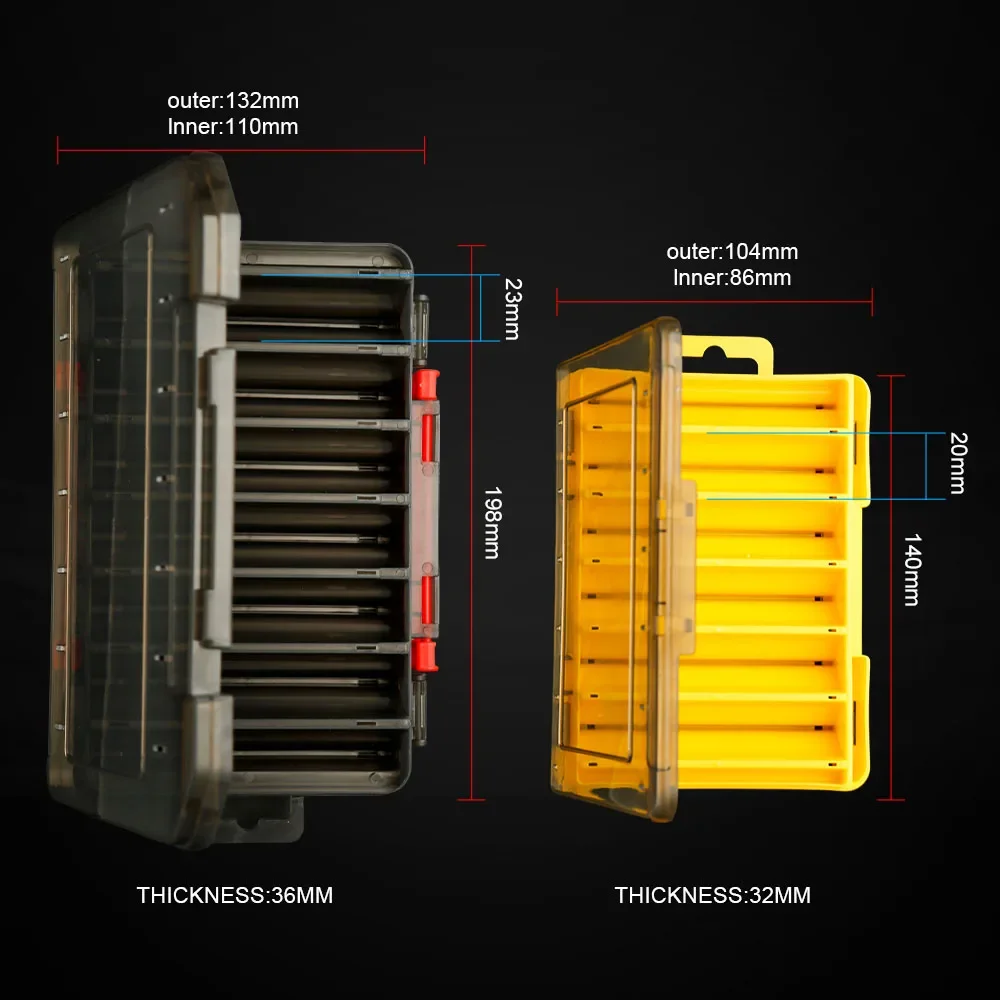 JOHNCOO Double Sided 14/12 Compartments Fishing Tackle Boxes Fishing Lure Box Organizer  Fishing Bait Tackle Storage Case