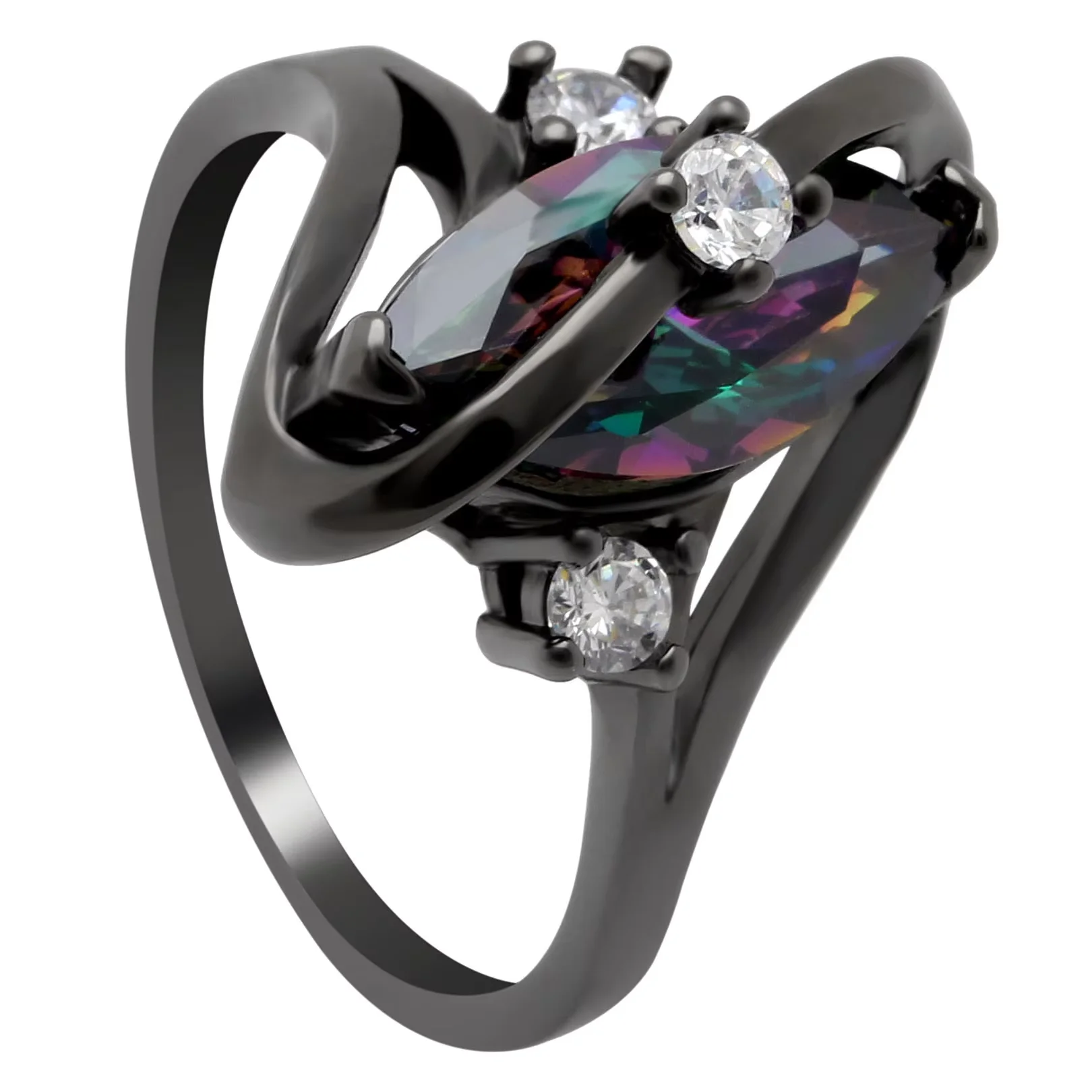 Лидер продаж, модные роскошные винтажные кольца радужных цветов с цирконием, овальные скрещенные кольца для женщин, свадебные украшения, бижутерия