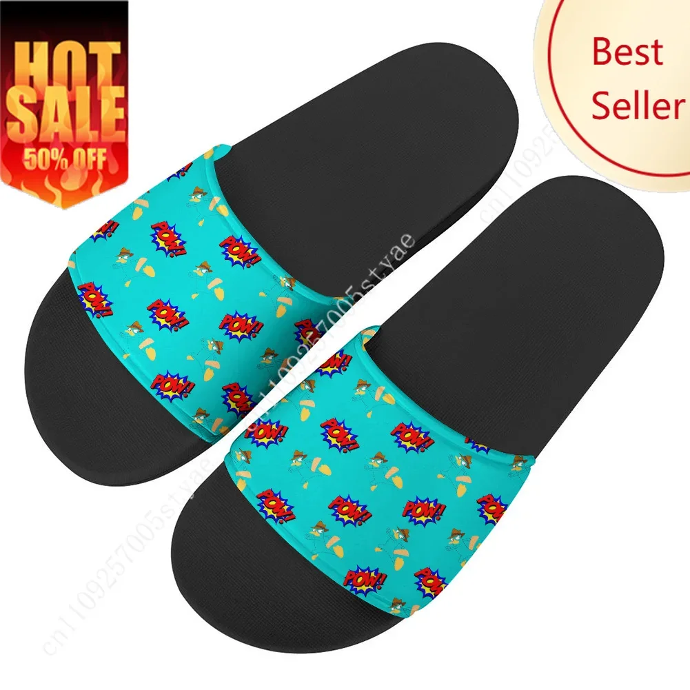 

Perry the Platypus House Slippers Disney Cartoon Movies Decoration Sandals Design Your Photo Text Logo Holiday Gift Custom Shoes