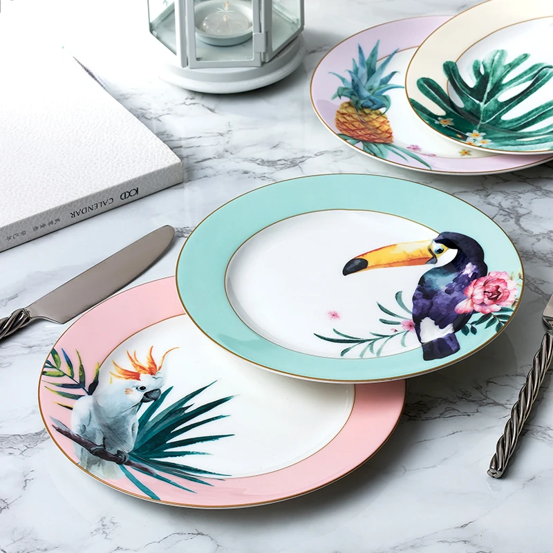 

Nordic Ceramic Dinner Plates Steak Dinnerware Home Fruit Breakfast Dinner Plates Bone China Creativity Platos Dish Set