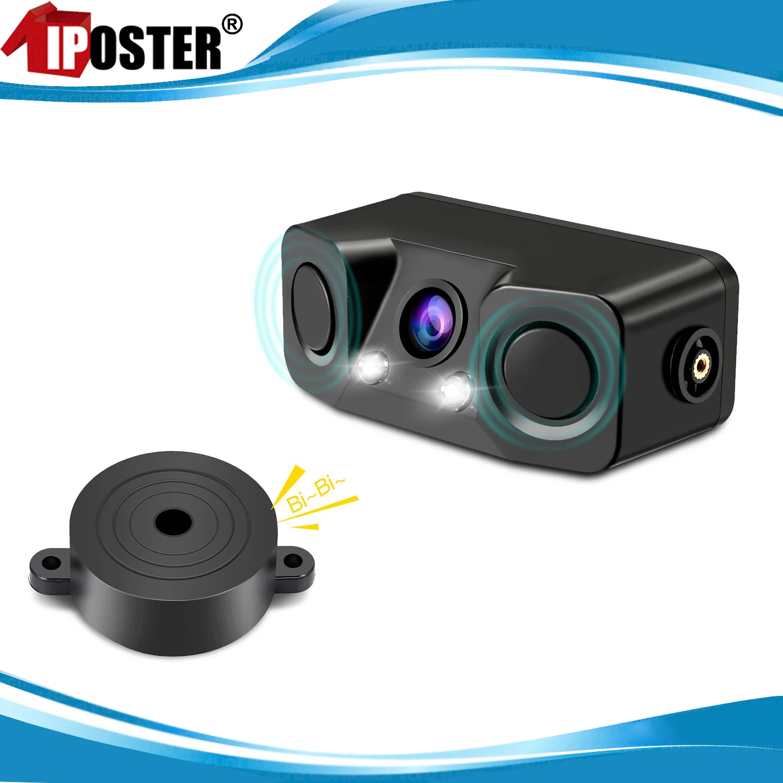 

iPoster HD CCD Car Rear View Camera 3 in 1 Parking Radar Detector Sensor Night Vision Waterproof 12v For Car SUV Rv