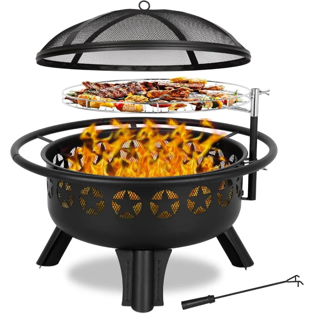 XMSJ 2 in 1 Fire Pit with Grill, Large 31