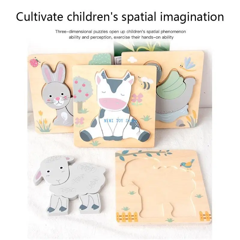 24BE Cartoon Animals Puzzle Model Toy Educational Handmade Puzzles Models