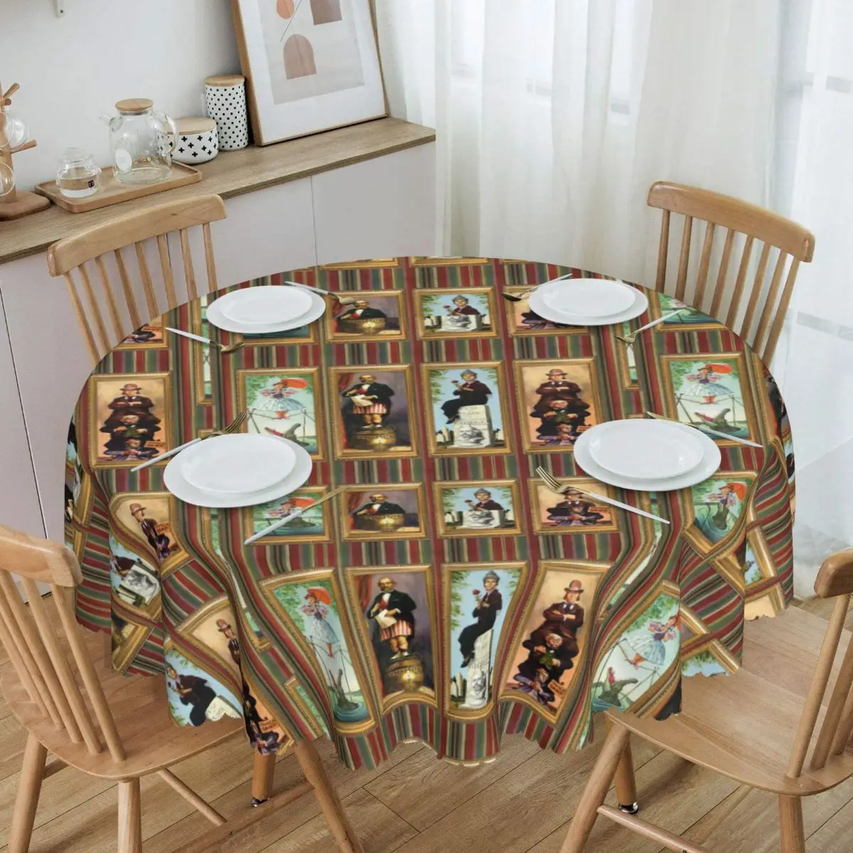 Rectangular Fitted Haunted Mansion Stretching Table Cloth Oilproof Tablecloth Outdoor 40