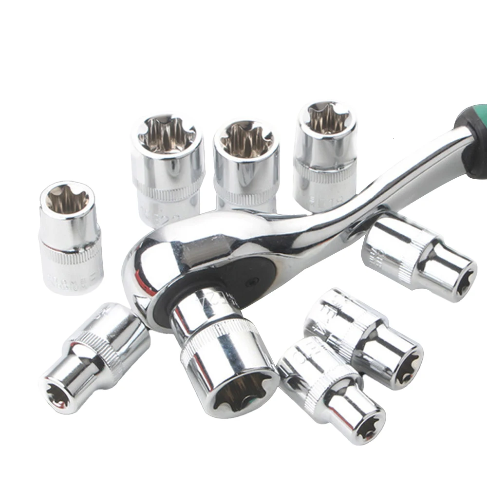 E4-E24 External Torx Socket Set Star Socket Set 14-Pieces Auto Repair Tools Female E Torx Socket Set Wrench Head with a Case