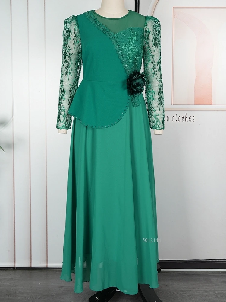 فساتين الحفلات الأفريقية للنساء 2025 حجم كبير موضة Dashiki أنقرة الدانتيل فساتين الزفاف أنيقة تركيا فستان إسلامي ماكسي #4