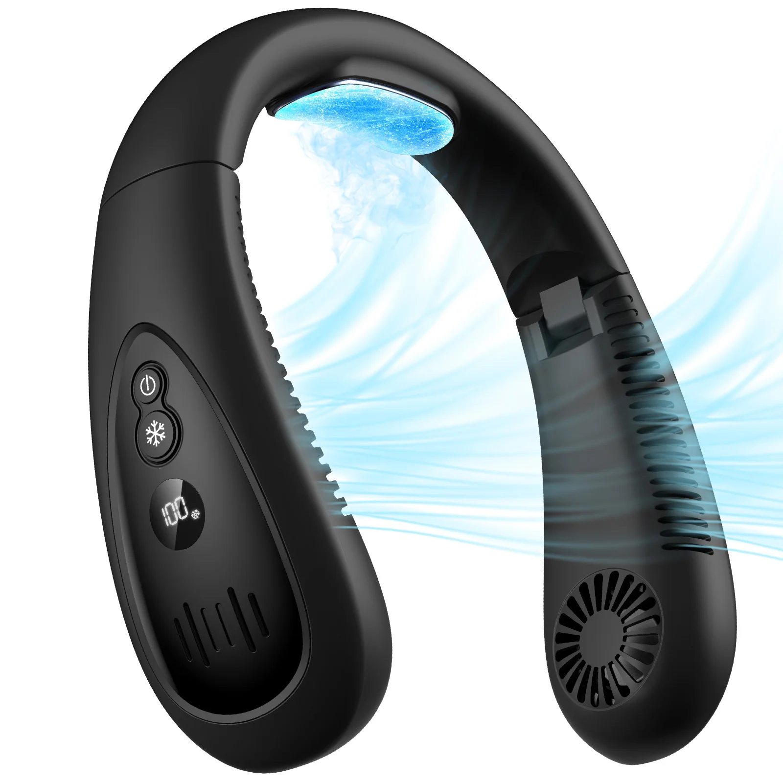 

5000mAh Neck Fan Portable Bladeless Mini Rechargeable Type-C Mute LED Digital Display Electric Fans Air Cooler New