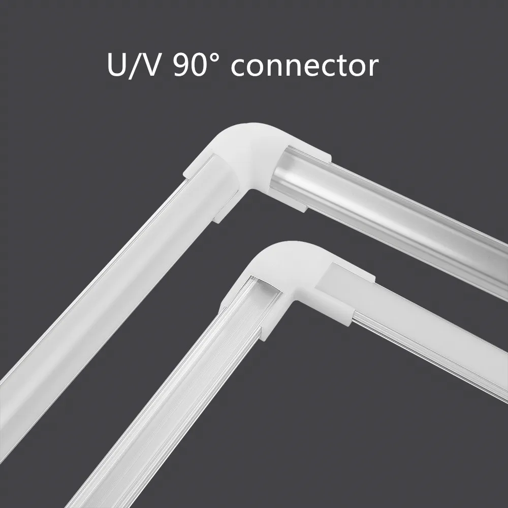 Canal de alumínio para LED Strip, U e V Forma, Leite Tampa Branca, Tampa Transparente, Adequado para 3528, 5630, 5050, 0.5m