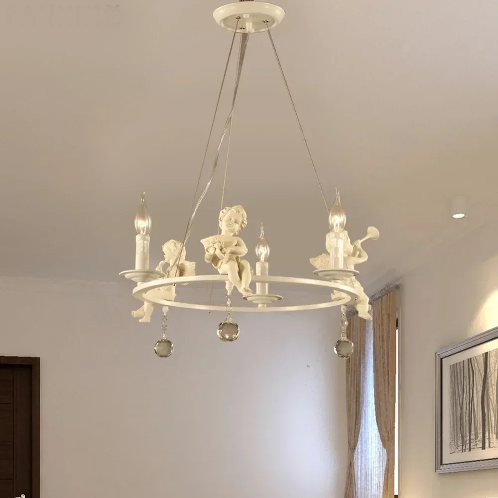 Modern Lamps lustre Lighting Led Pendant Creative Crystal Chandeliers With The Angel For Living Room Light lw591158py view 4