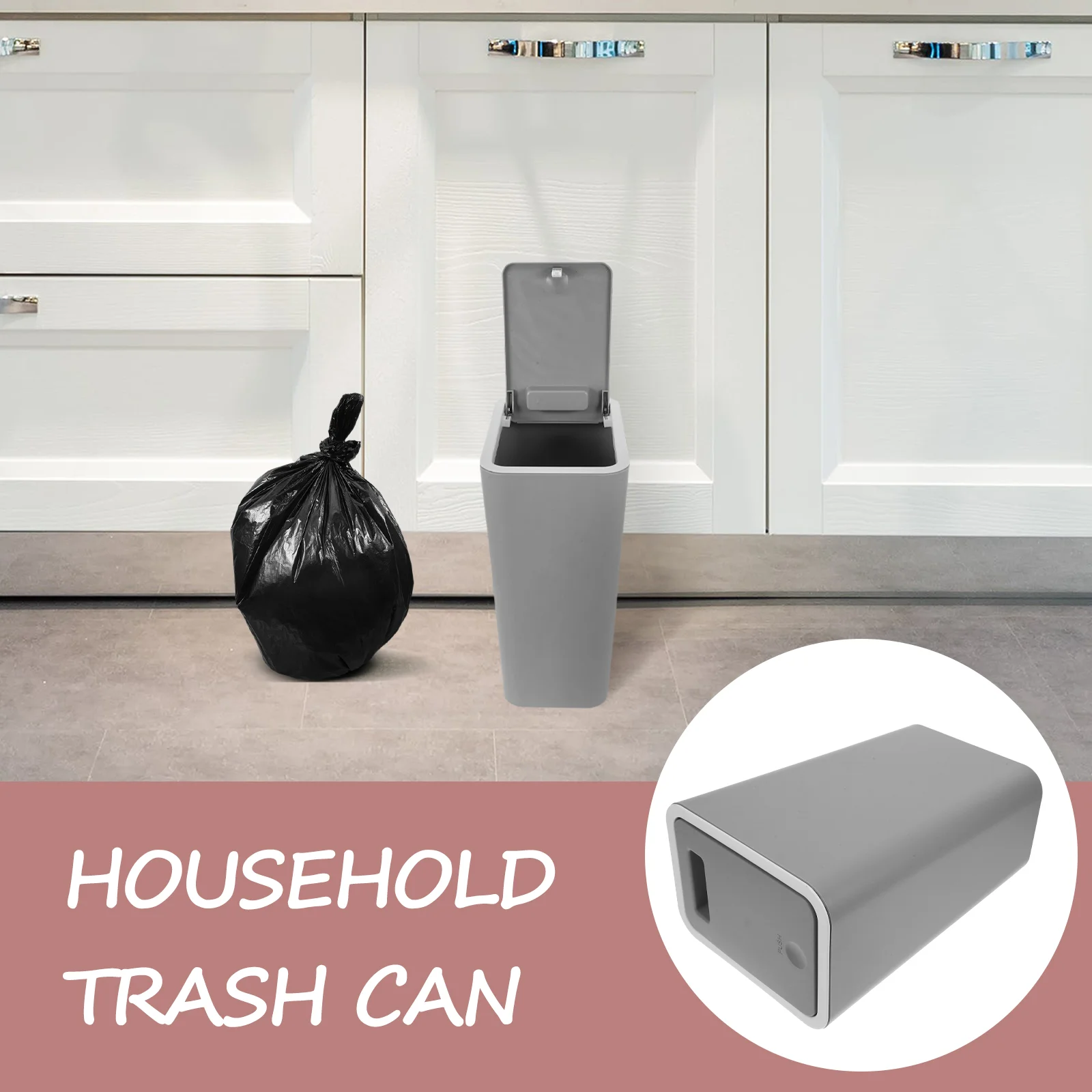 Garbage Can Bedroom Trash Dorm Plastic with Lid Slim Diaper Bathroom Waste Baskets Small Bins