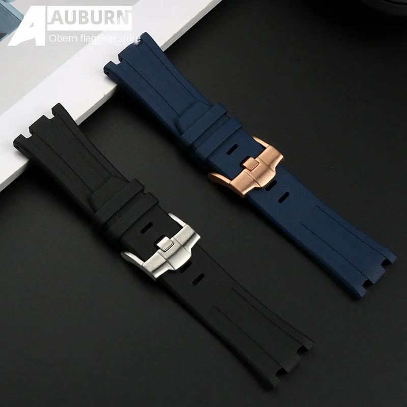 Fluorine rubber strap 28mm for AP Royal Oak watchband AP17510ST 26480TI dedicated strap for men VITON FMK strap bracelet