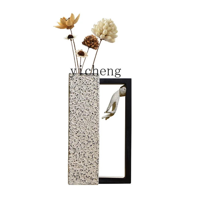 

ZC New Chinese Creative Vase Zen Retro Desktop Flower Arrangement Decoration Chinese Style Personalized Flower Holder