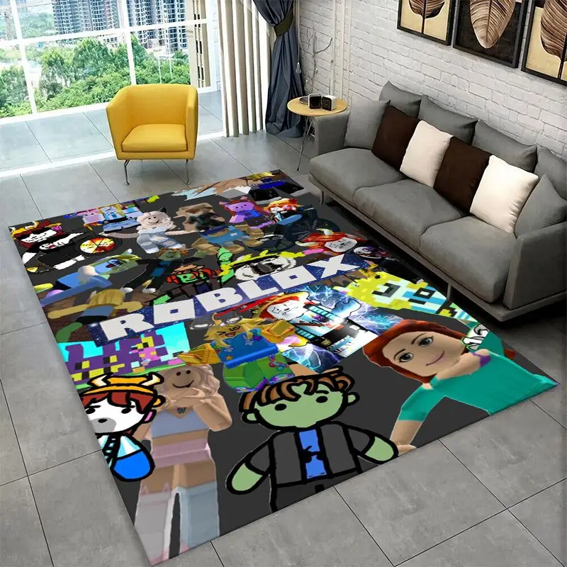 Cartoon R-Robloxs Game Gamer Carpet Rug for Playroom Bedroom Living Room Sofa Home Decor,kid Area Rug Non-slip Floor Mat