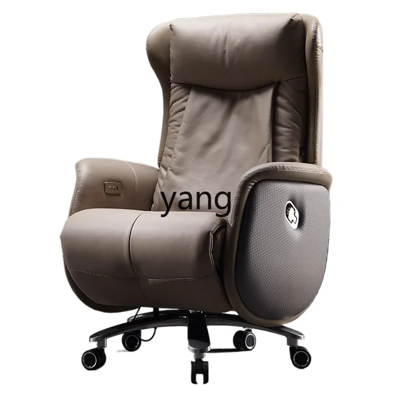 YJQ electric boss chair reclining leather high-end office light luxury comfortable cowhide president chair