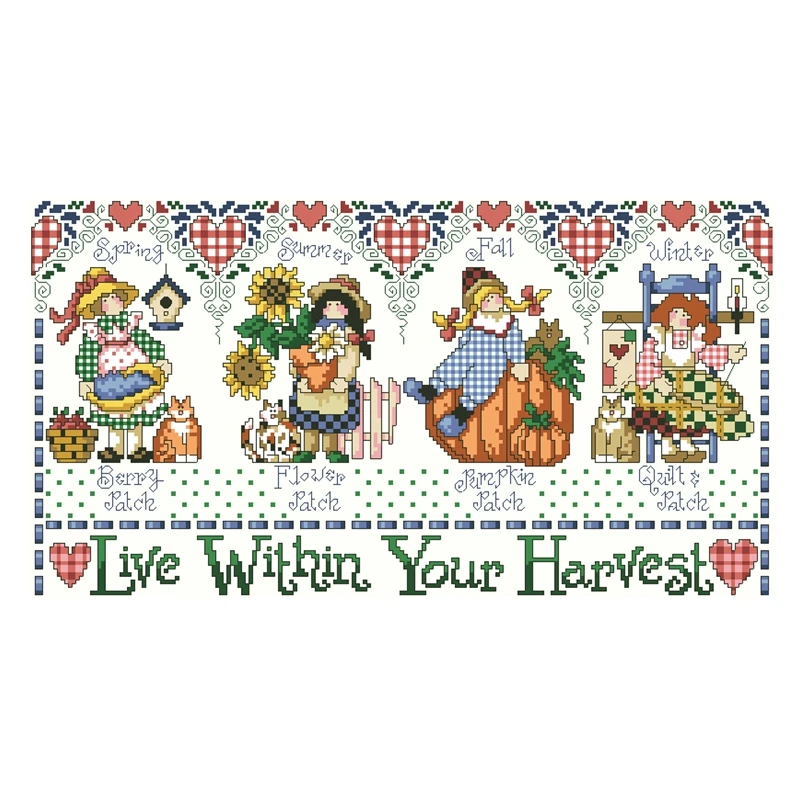 

Cross-stitch set 28CT, 18CT, 14CT, 11CT Optional printed fabric handcrafted material pack saga Four Seasons Girls