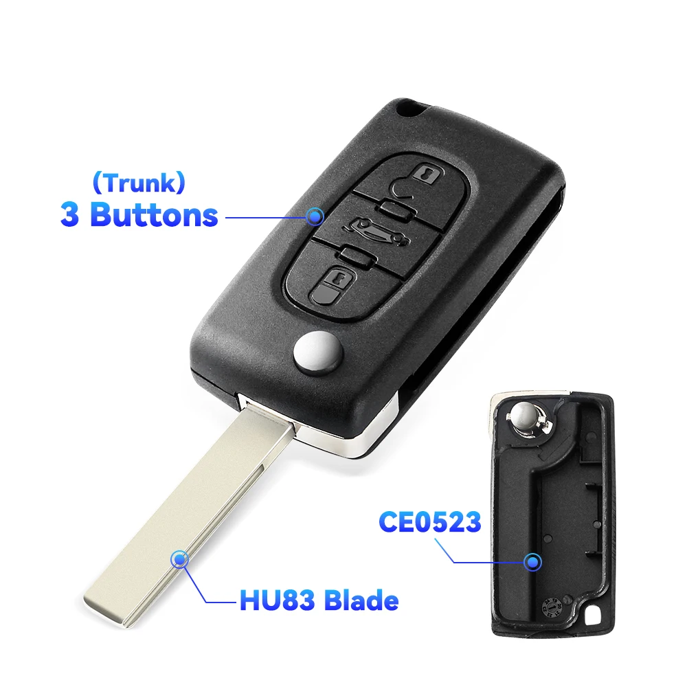 KEYYOU 3BNT Für Peugeot Partner Citroen Berlingo Fiat Scudo HU83 VA2 Klinge CE0523 CE0536 Flip Auto Schlüssel Fall Shell Fob Versand