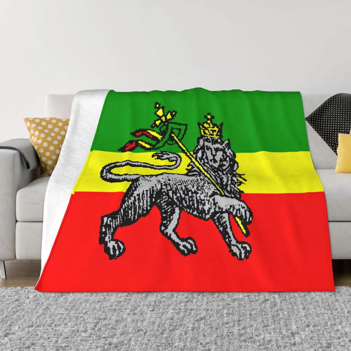 Ethiopia Flag Blanket Warm Fleece Soft Flannel Lion Of Judah Throw Blankets for Bedroom Couch Car Spring Autumn