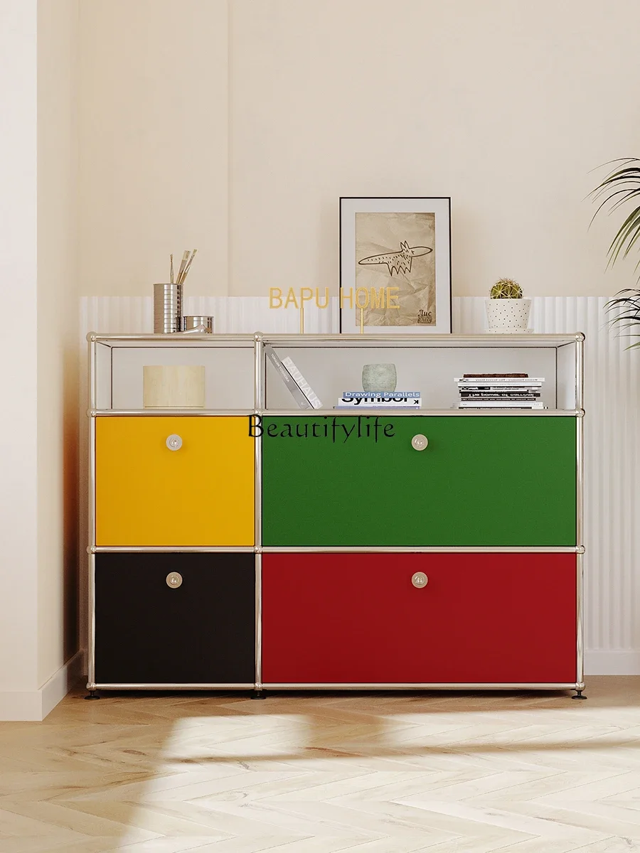 LJY * خزانة وحدة خلط الألوان الشمالية من الفولاذ المقاوم للصدأ في العصور الوسطى خزانة تلفزيون بسيطة #2