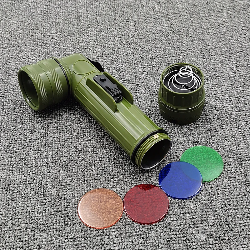 Angle Torch L Flashlight Old Flashlight Display Map Light Signal Lamp Equipped  With 4 Coloured Lenses