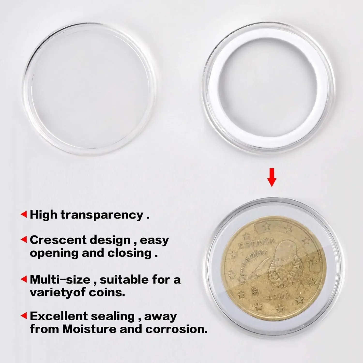 84 Pieces 46 mm Coin Capsules, with Foam Gasket and Plastic Storage Organizer Box, Supplies 6 Sizes (20/25/27/30/38/46mm)