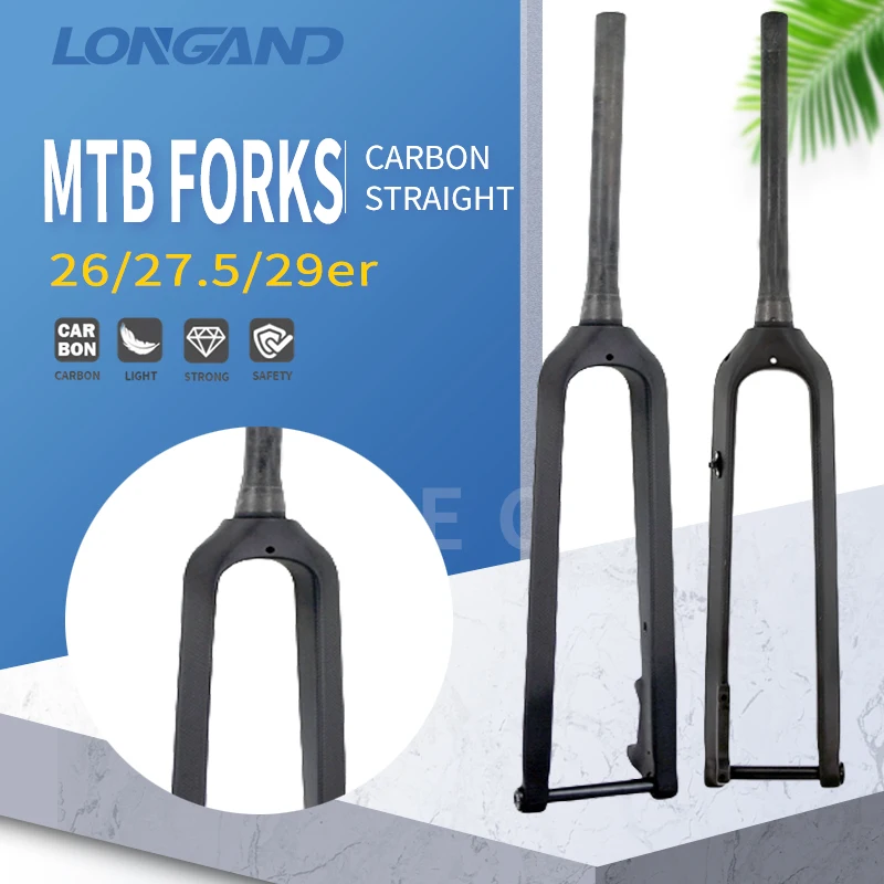 

MTB bike fork 3K surface carbon fiber rigid fork bicycle mountain front fork cross axle 15mm * 100mm suitable for wheels 26er