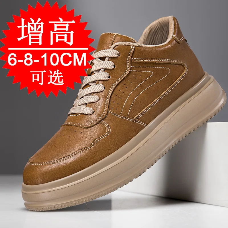 Invisible Height Increasing 10cm Elevator Shoes Men Running Sports 8cm Lightweight 6cm Thick Soled Casual Sneakers White Shoes