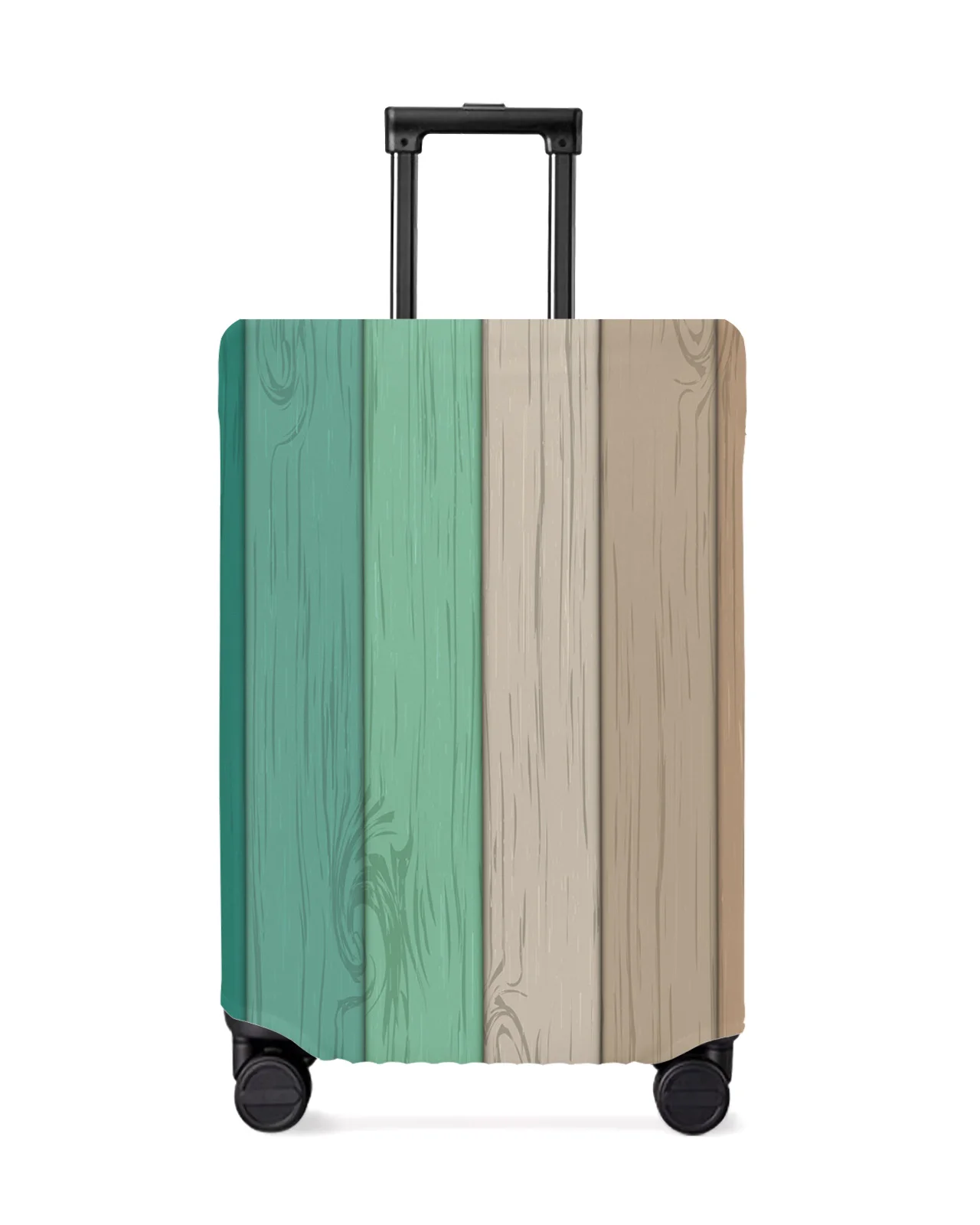 

Vintage Turquoise Brown Gradual Wood Grain Luggage Cover Stretch Baggage Dust Cover for 18-32 Inch Travel Suitcase Case