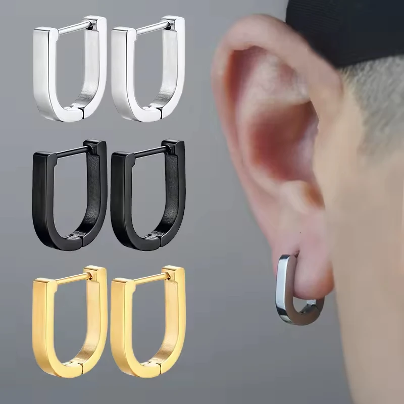 Minimalistische 18K Vergoldete Huggie-Ohrringe Hochglanzpolierter 316L Edelstahl Dreieck Quadrat Herz Rechteck Creolen