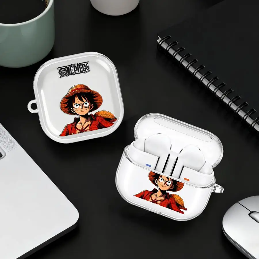 

Clear Earphone Cases Cover With Hook Case For Samsung Galaxy Buds 4 Pro 2Pro 4Pro 3Pro 2 3 FE Live Anime One P-Piece Luffy