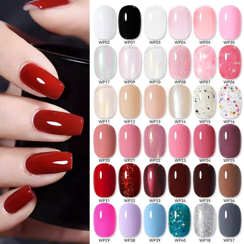 LILYCUTE 7ml Water-based Nail Polish Red Glitter Sequins Long Lasting Quick Drying No Need of Lamp to Cure Vernis for Nails