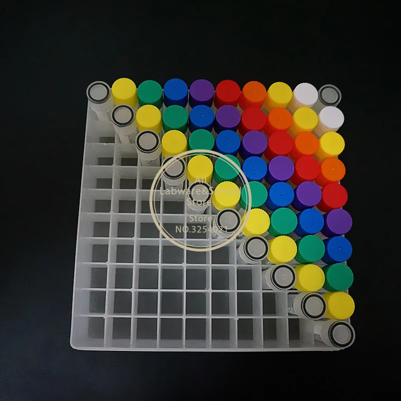 1Set Include One Piece 100- Lattice Digital Code Storage Box For Store Cryovial+100Pieces 1.8ml Plastic Refrigerating Tube