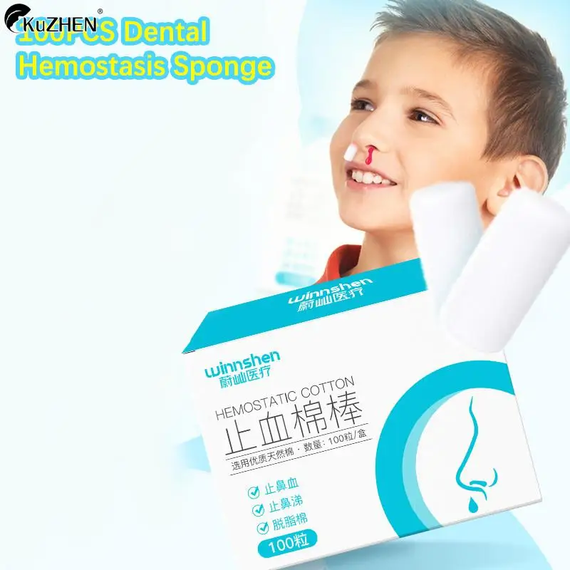 100Pcs Nose Blood Stop Bobbin Child Nose Bleeding Runny Nose Nose Spray Cotton Roll Children Big People