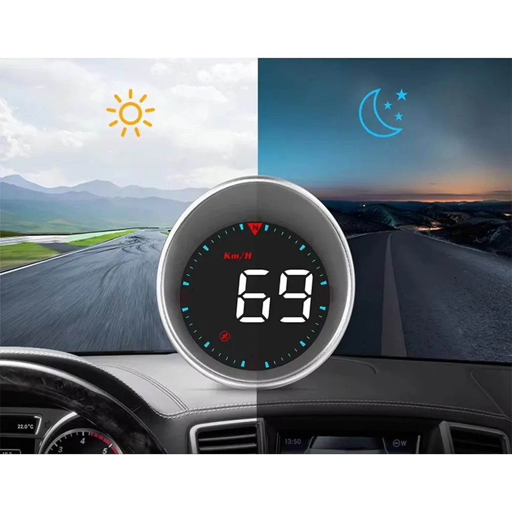 

Универсальный проекционный дисплей на лобовое стекло автомобиля: GPS-спидометр, компас, скорость, пробег, оповещение о превышении скорости и усталости, автоматическое включение света, KMH/MPH
