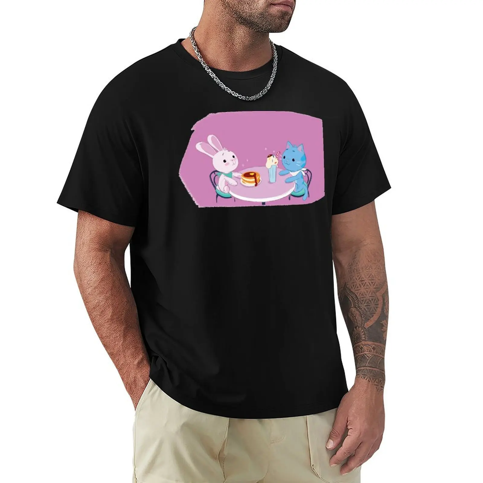 Pancake Milkshake T-Shirt Active Sports Short Sleeve Cotton Shirt