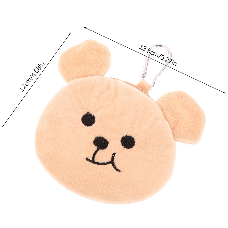 AdTosPlush-Porte-monnaie ours en peluche, sac de rangement de dessin animé 3D, portefeuille de voyage en plein air pour filles, sac à fermeture éclair pour écouteurs