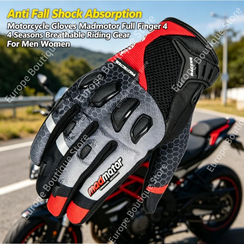 

2026 NEW Men Women Anti Fall Madmotor Motorcycle Gloves Full Finger 4 Seasons Shock Absorption Breathable Riding Gear