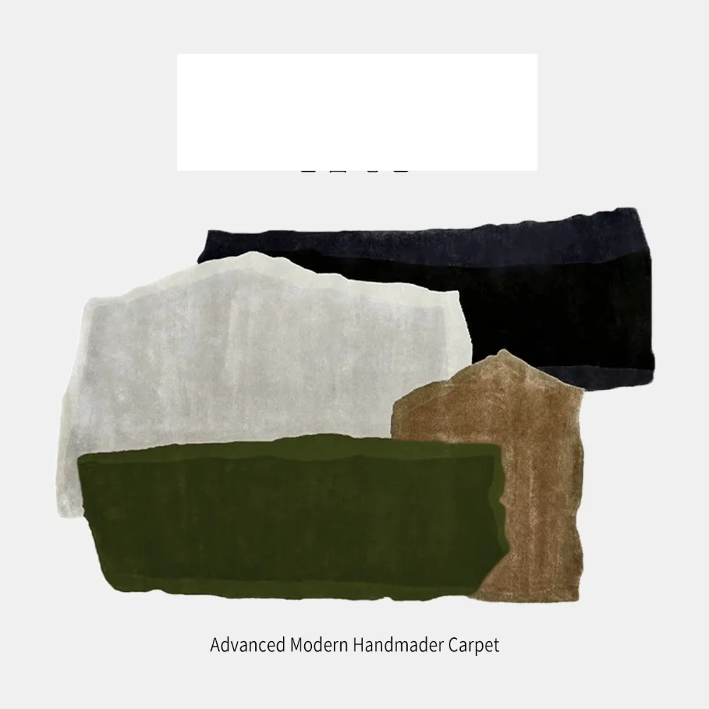 

Special-shaped irregular living room carpet green wool bedroom bedside blanket light luxury