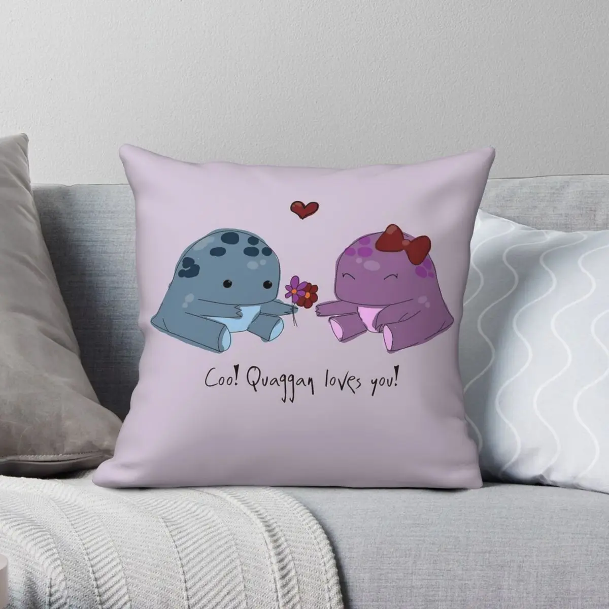 Guild Wars Quaggan Loves You Square Pillowcase Polyester Linen Velvet Pattern Zip Decorative Pillow Case Car Cushion Case 45x45