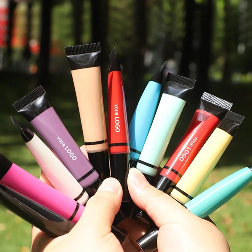 Custom Logo Eye Makeup Primer Private Label Moisturizing Eyeshadow Base Pigment Concealer Brightening 12 Color Hose Tube Bulk