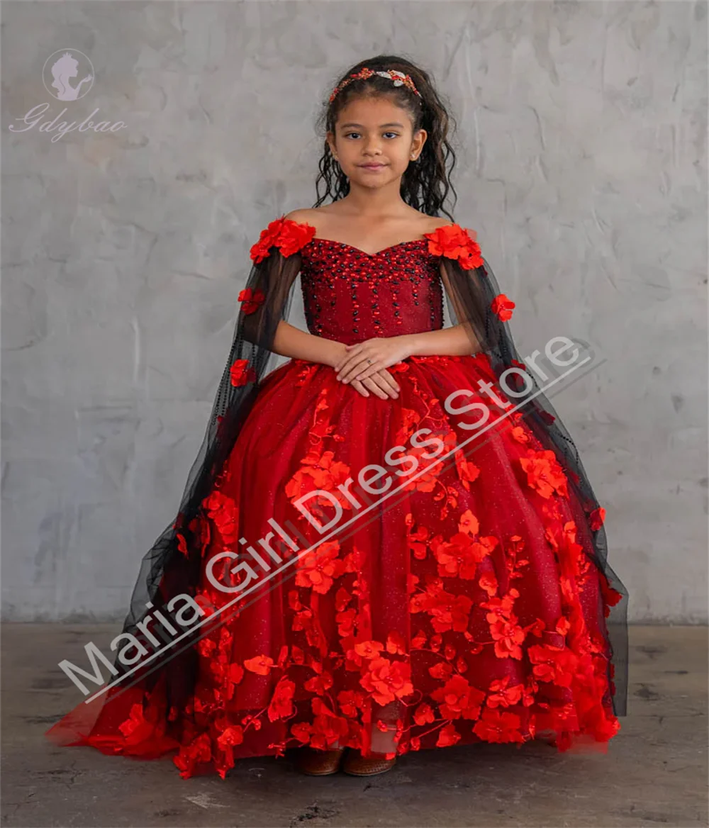 Robes de soirée de mariage bleu clair, manches d'épaule, fête d'anniversaire pour enfants, première Communion, concours de beauté, robe de soirée