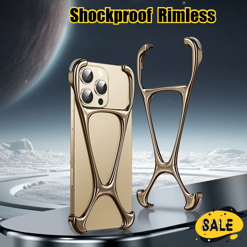 

Metal Heat Dissipation Rimless Phone Case for Iphone 16 15 14 13 Pro Max Simple Design Rimless Shockproof Protector Cover